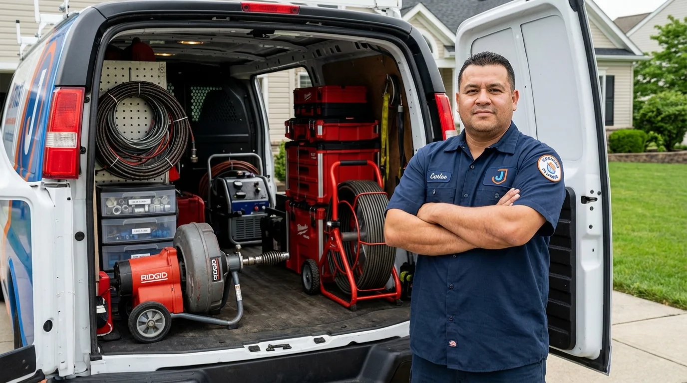 Professional drain cleaning equipment and Johns Plumbing LLC plumber in Reidsville